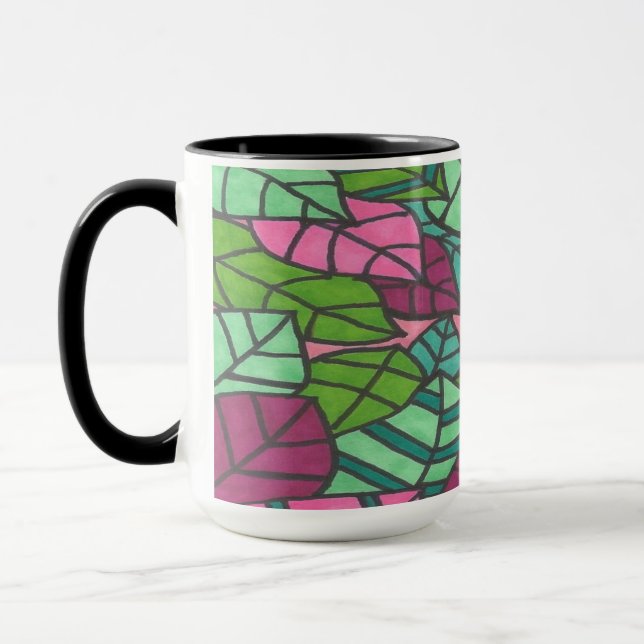 Taza Hojas tropicales verdes y rosas (Izquierda)