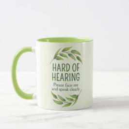 Taza Hojas Verdes Botánicas Sordera Dificultad Auditiva