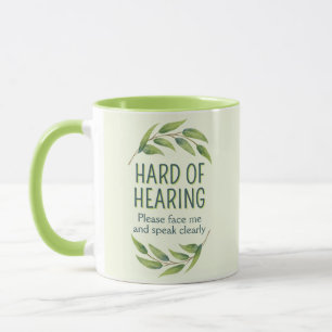 Taza Hojas Verdes Botánicas Sordera Dificultad Auditiva