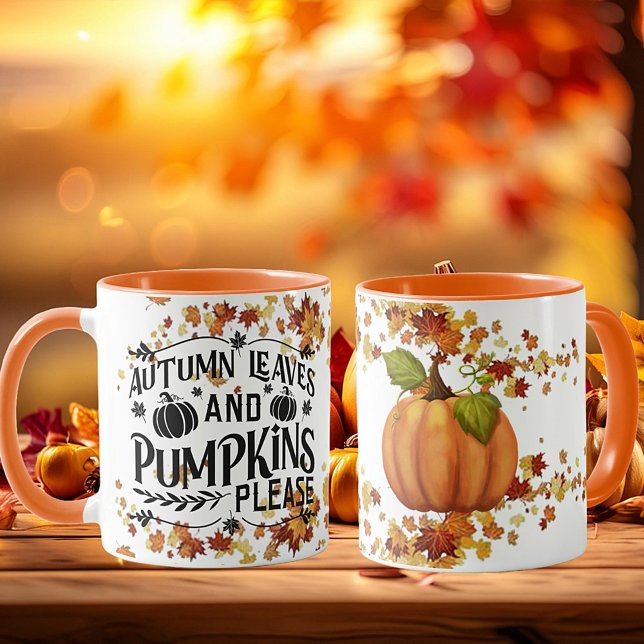 Taza Hojas y calabazas otoñales, por favor (Subido por el creador)