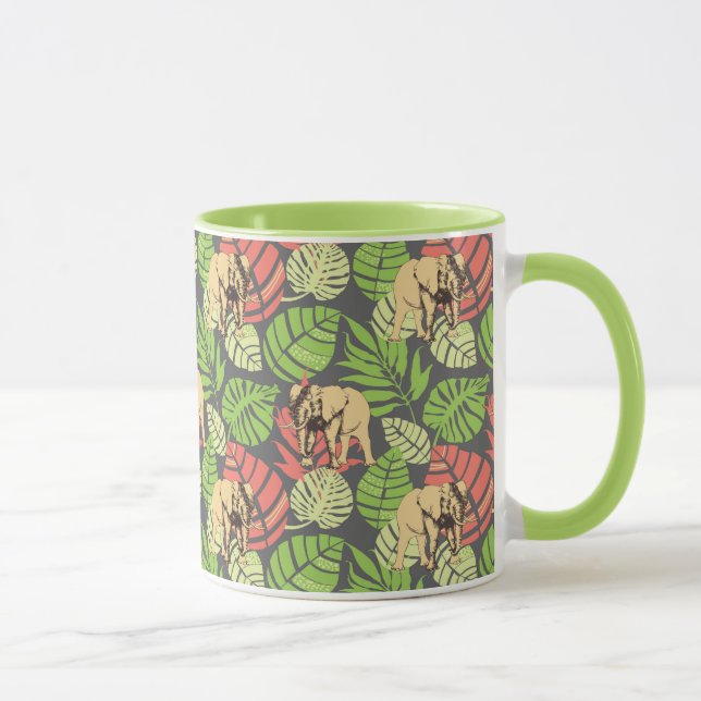 Taza Hojas y elefantes exóticos de la selva (Derecha)