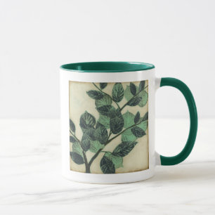 Taza Hojas y ramas en fondo crema