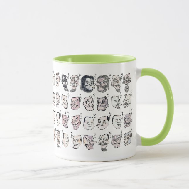 Taza Hokusai , Image of faces from the Hokusai manga (Derecha)