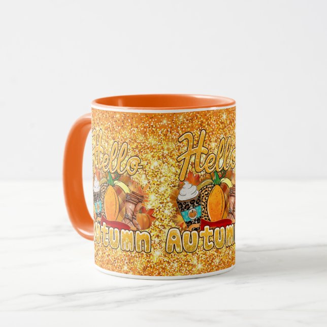 Taza Hola Color del Personalizar de otoño (Anverso izquierdo)