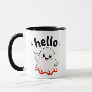 Taza Hola Fantasma Adorable con Borde de Llama Feroz