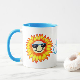 Taza Hola girasol de las gafas de sol del verano