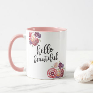 Taza Hola Hermosa Cita de Flor Café Mug