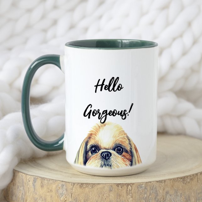 Taza ¡Hola, Maravilloso! | Cuta acuarela Shih Tzu Dog (Front)