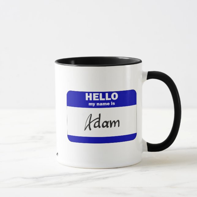 Taza Hola mi nombre es Adán (azul) (Derecha)