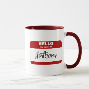 Taza Hola mi nombre es Anthony (rojo)