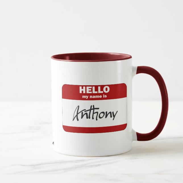 Taza Hola mi nombre es Anthony (rojo) (Derecha)