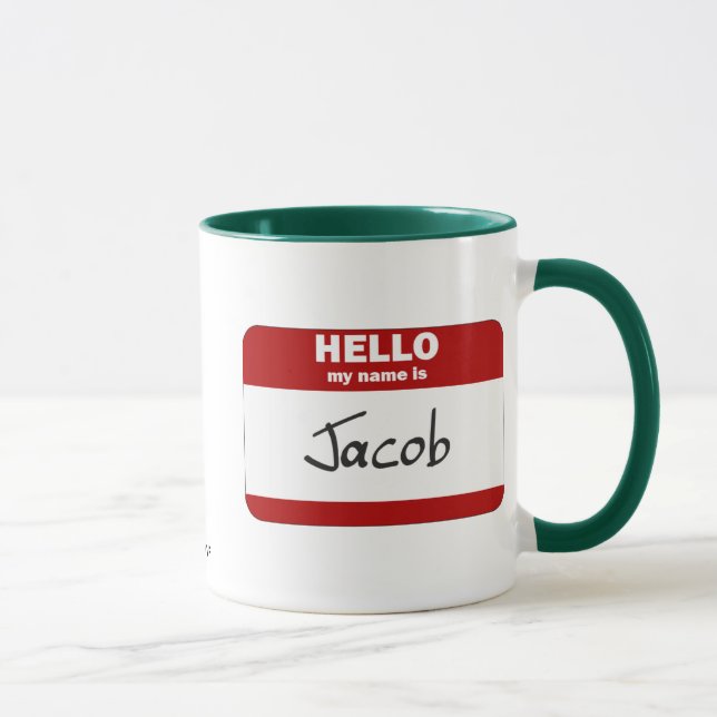 Taza Hola mi nombre es Jacob (rojo) (Derecha)