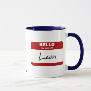 Taza Hola mi nombre es León (rojo)