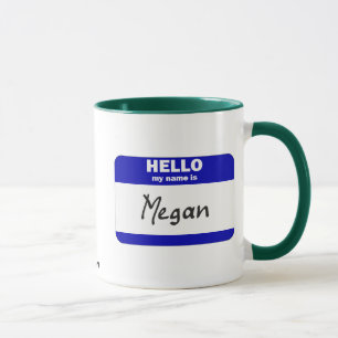 Taza Hola mi nombre es Megan (azul)