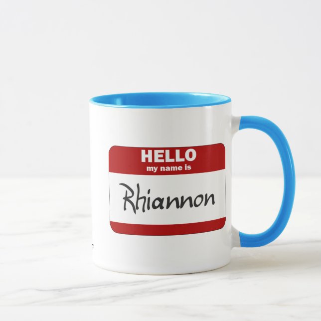 Taza Hola mi nombre es Rhiannon (rojo) (Derecha)