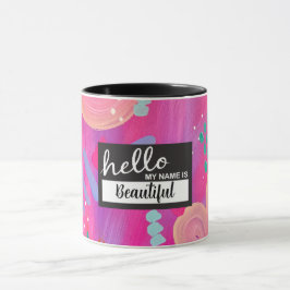 Taza Hola, mi nombre es rosa juguetón estético