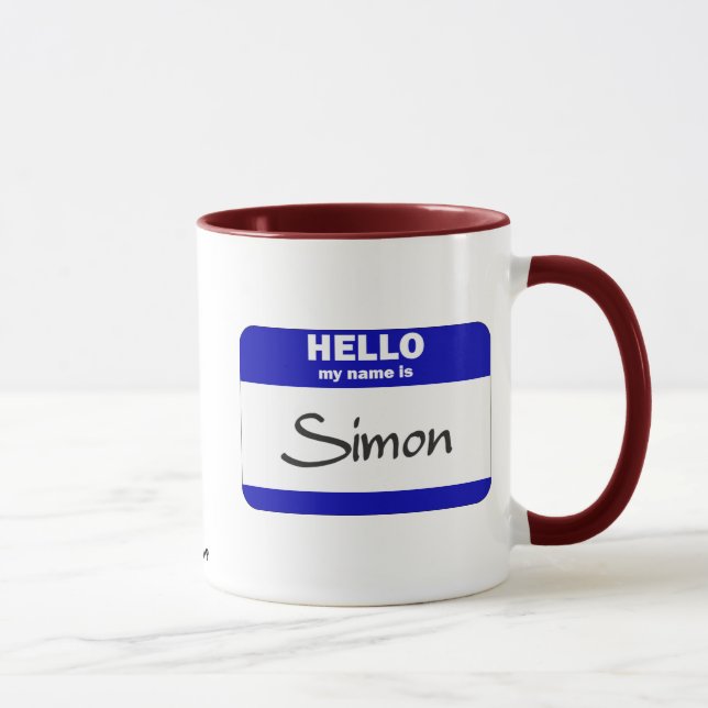 Taza Hola mi nombre es Simon (azul) (Derecha)