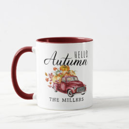 Taza Hola otoño | Camión de cosecha vintage personaliza