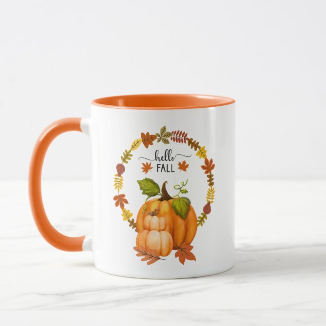 Taza Hola Otoño Saltos de otoño y Cerámica de calabazas (Izquierda)