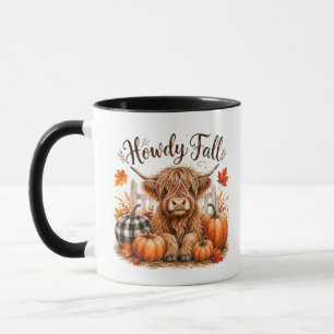 Taza Hola Otoño Vaca Highland Feliz Día de Acción de Gr