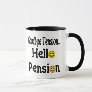 Taza Hola regalos y camisetas del retiro de la pensión