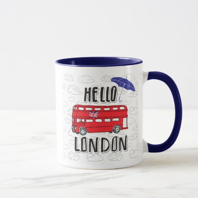 Taza Hola Rótulo puesto letras mano de Londres el | con (Derecha)