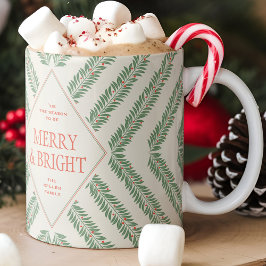 Taza Holiday Foliage Quadrant Ivory and Green