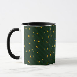 Taza Holiday Green Yellow Star Stripe Christmas