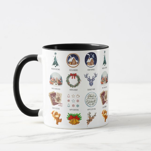 Taza Holiday Icons Compilation Christmas Coffee Cup (Izquierda)
