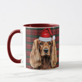 Taza Holiday Plaid Cocker Spaniel Christmas Santa Dog