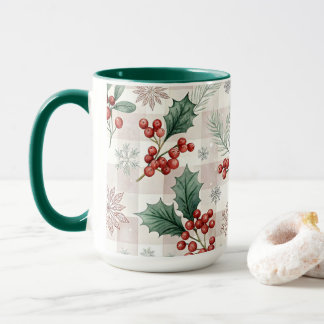Taza Holly Christmas Snow Watercolor
