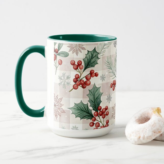 Taza Holly Christmas Snow Watercolor (Con donut)