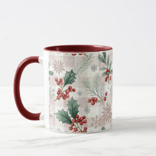 Taza Holly Christmas Snow Watercolor