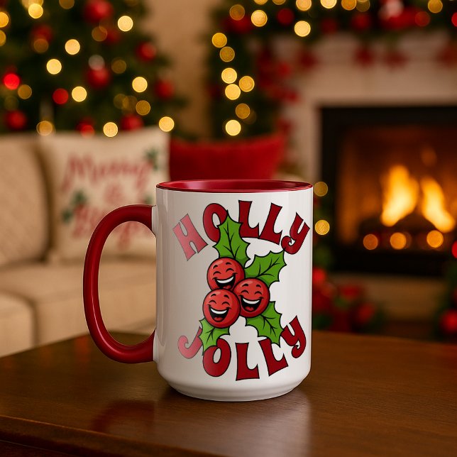 Taza Holly Jolly Funny Laughing Holly Navidades (Subido por el creador)
