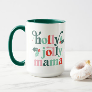 Taza Holly Jolly Mama Retro Holiday Mug