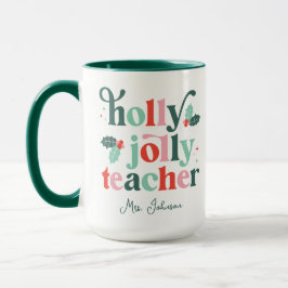 Taza Holly Jolly Teache Retro Holiday Mug