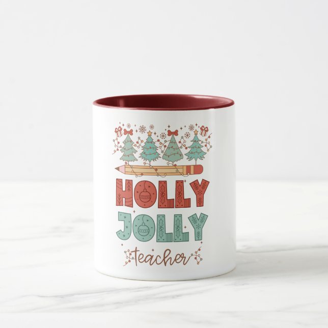 Taza Holly Jolly Teacher Retro Navidades (Centro)