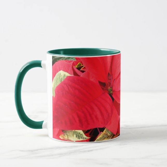 Taza Holly Point Poinsettias Holiday Floral (Izquierda)