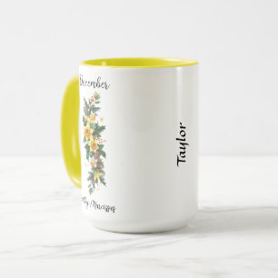 Taza Holly y Narcissus, la flor de parto de diciembre
