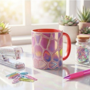 Taza Holographic pink y2k aesthetic metallic cyber chic