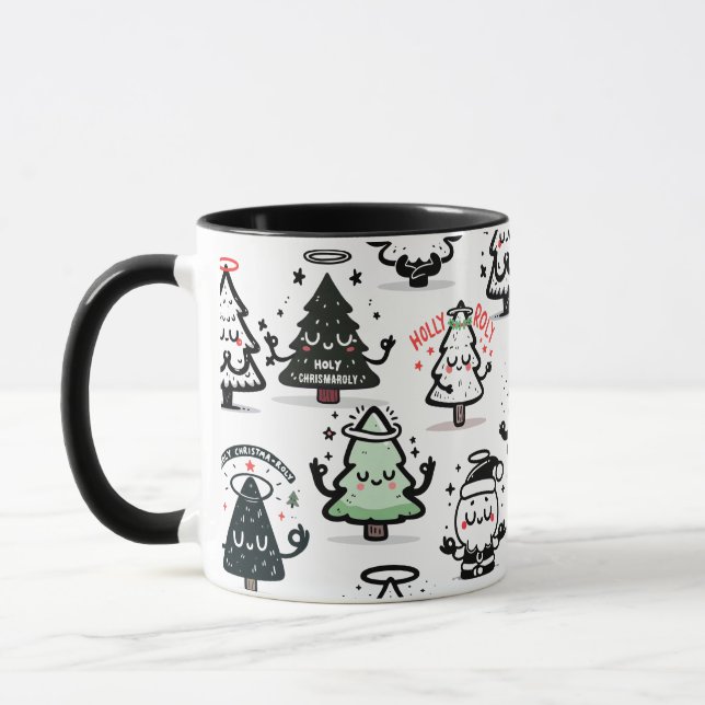 Taza Holy Chrismaroly Pattern – Funny Christmas Trees (Izquierda)