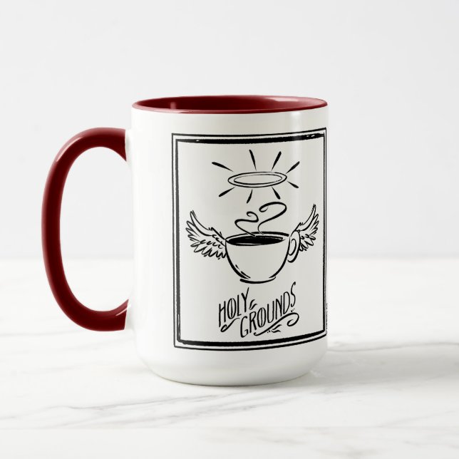 Taza HOLY GROUNDS COFFEE by Jeff Willis Art (Izquierda)