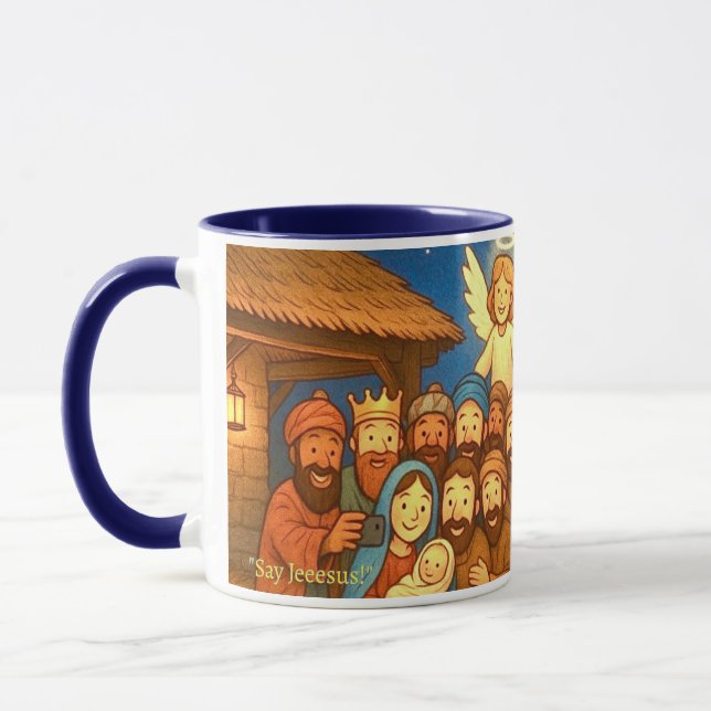 Taza Holy Night Selfie Christmas 11 oz Coffee Mug (Izquierda)