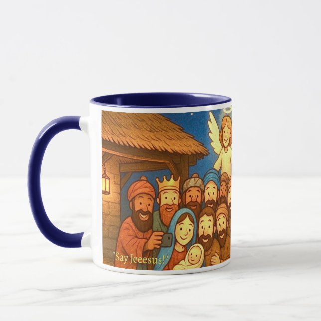 Taza Holy Night Selfie Christmas 11 oz Coffee Mug (Izquierda)