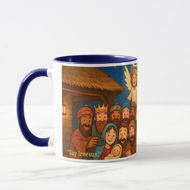 Taza Holy Night Selfie Christmas 11 oz Coffee Mug (Izquierda)