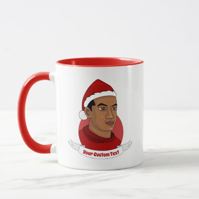 Taza Hombre con el gorra de Santa Claus, personalizado  (Izquierda)