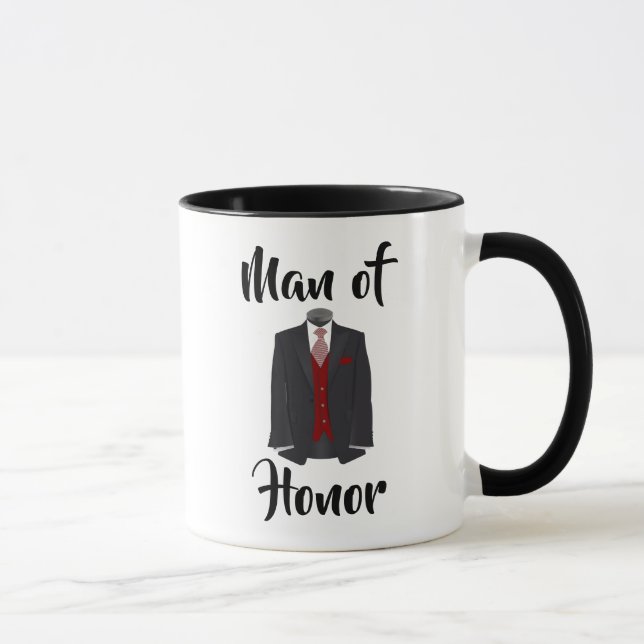 Taza Hombre de honor burgundy Tuxedo Boda Coffee Mug (Derecha)