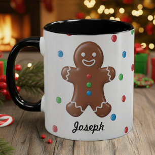Taza Hombre de Jengibre Navidad Lunares Fiesta