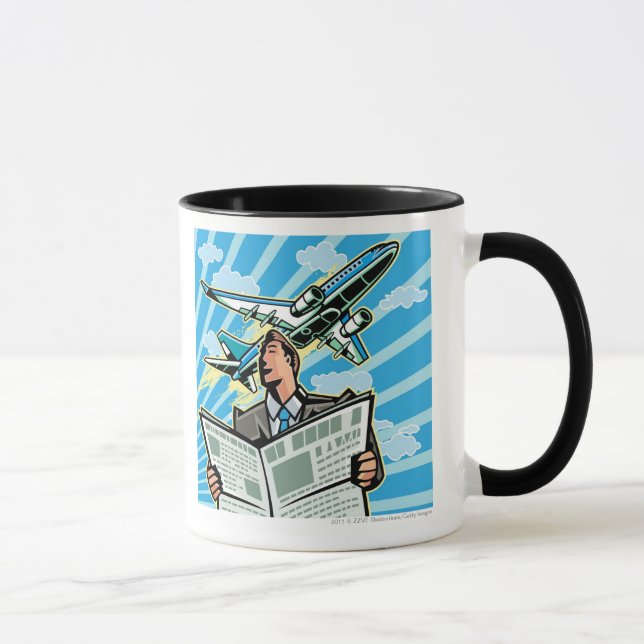 Taza Hombre de negocios con el periódico y el aeroplano (Derecha)