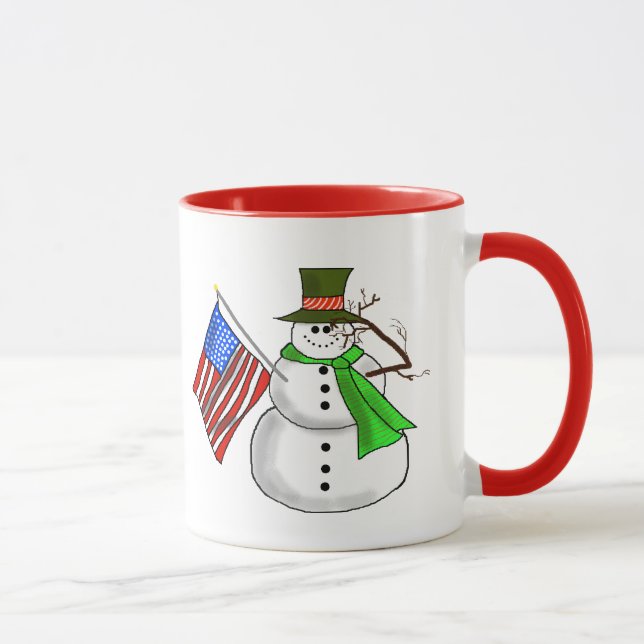 Taza Hombre De Nieve Patriótico Dando Un Saludo A Mug (Derecha)
